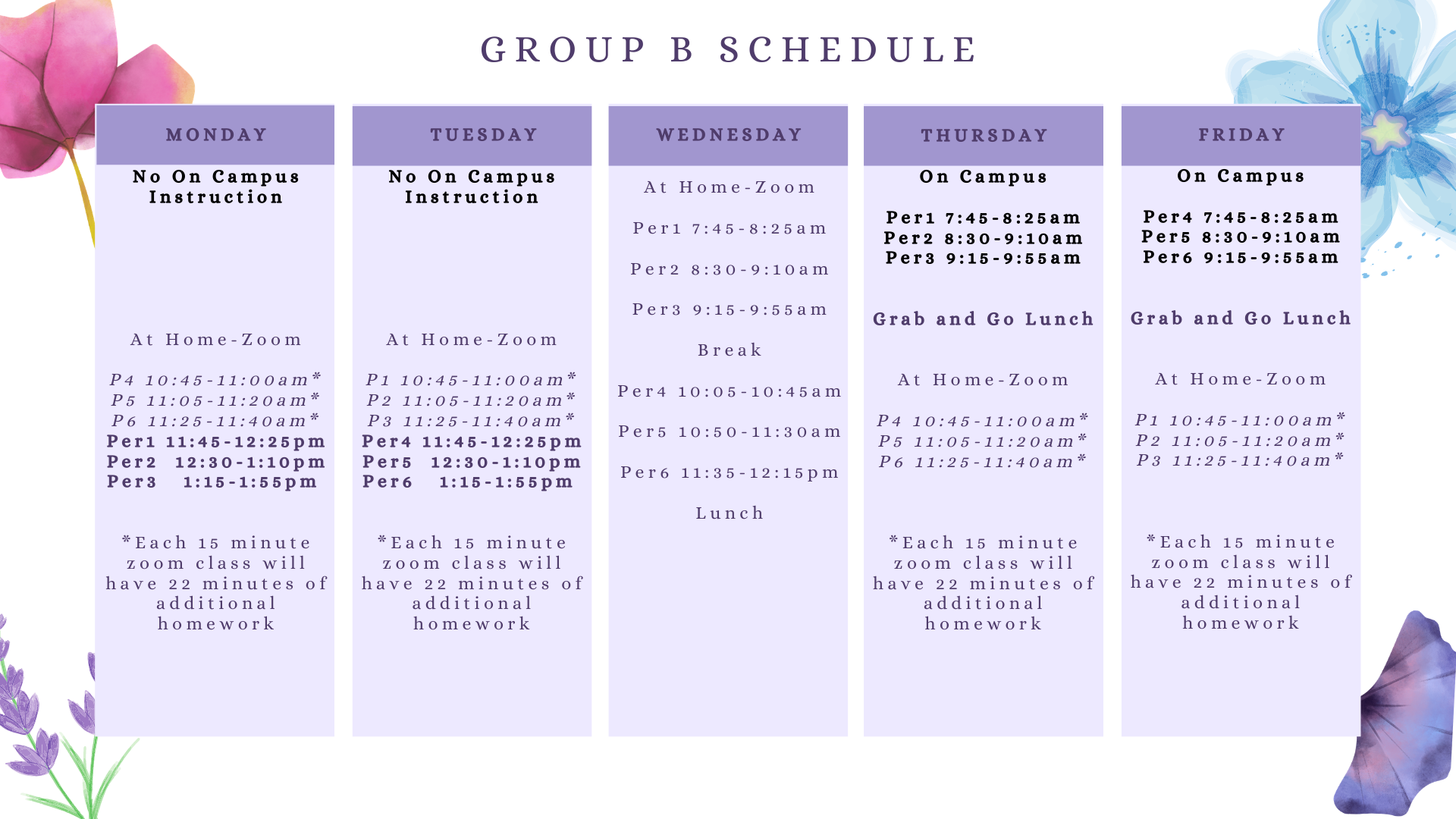 Cohort B Schedule